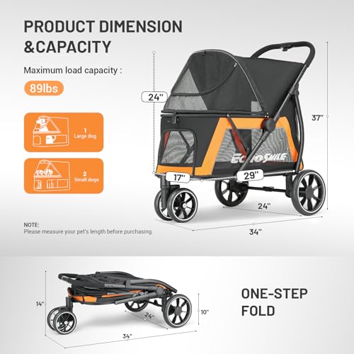 Dog Stroller for Medium & Small Dogs (Black)