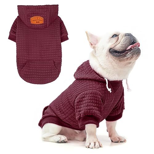 Dog Hoodies Sweater for Small Dogs (Wine Red / S (Back: 12",Chest: 16", Neck: 10"))