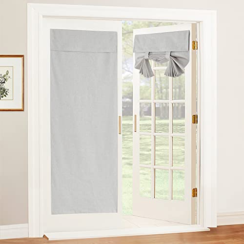 Natural Linen Textured French Door Window Curtains 100% Blackout (Concrete Grey / 26"W x 80"L (Pack of 1))