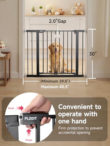 29.5 40.5" Baby Gate for Stairs (Black / 29.5-40.5"W x 30"H)