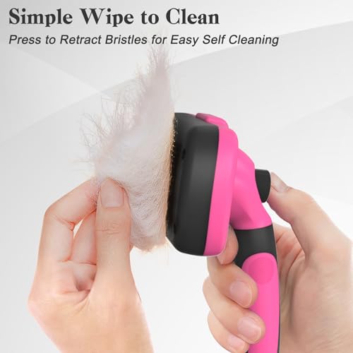 Self Cleaning Slicker Brush for Dogs & Cats (Pink)