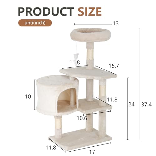 36" Cat Tree Tower (Beige)