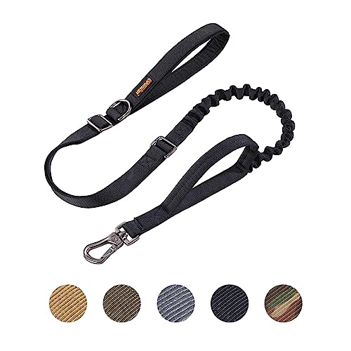 5 6FT Military Bungee Dog Leash Adjustable Elastic (Black)
