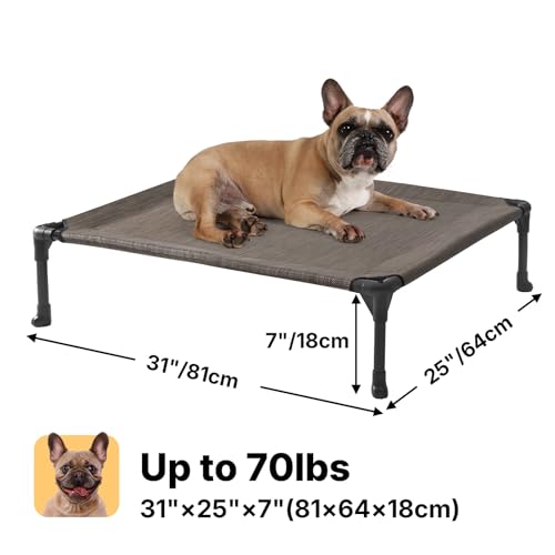 Outdoor Elevated Dog Bed for Medium Dogs (32.0"L x 25.0"W x 7.0"Th / Brown)