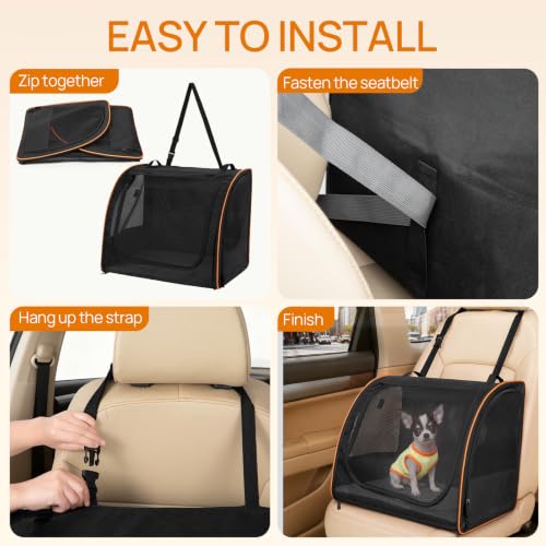 Dog Car Seat Enclosed Carrier for Pets Travel Safety Dog Crate Soft - PetSolution