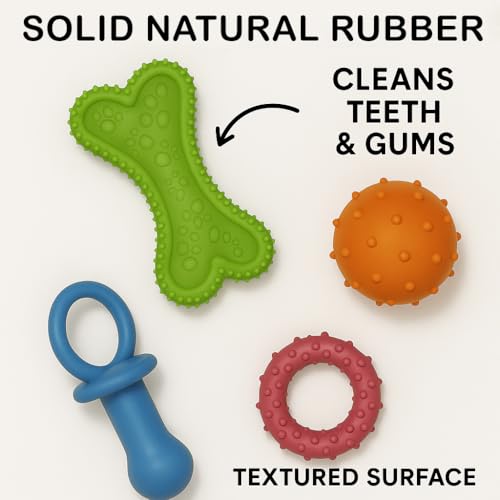 Chew Toy Natural Rubber chew Toy for Interactive Play Toy Ball Rope Rubber Value Set for Small to Medium Breed Dog mutt Puppy (Multicolour)