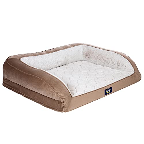 Orthopedic Quilted Couch Dog Bed for Pets (46.0"L x 34.0"W x 10.0"Th / Desert Sand)