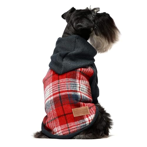 Tartan Plaid Dog Hoodie (Medium / Red)