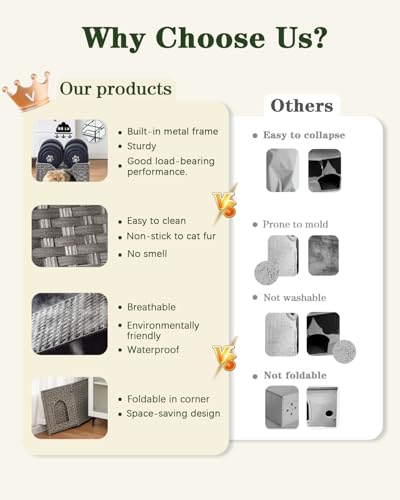 Cat Beds Indoor Kitten House (Gray / Rectangle-M)
