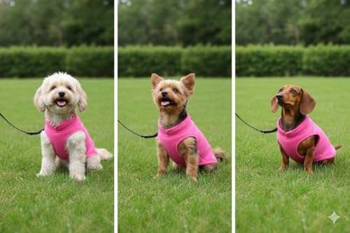 Dog Fleece Vest Sweater with Leash Ring (XL (17-25lbs) / Pink)