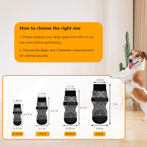 12 Pack Dog Socks for Hardwood Floors (Grey / X-Small (12 Count))