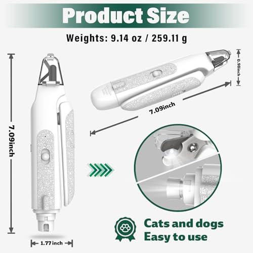 2-in-1 Cat & Dog Nail Clippers with Grinder and Dual LED Lights (Green 2)