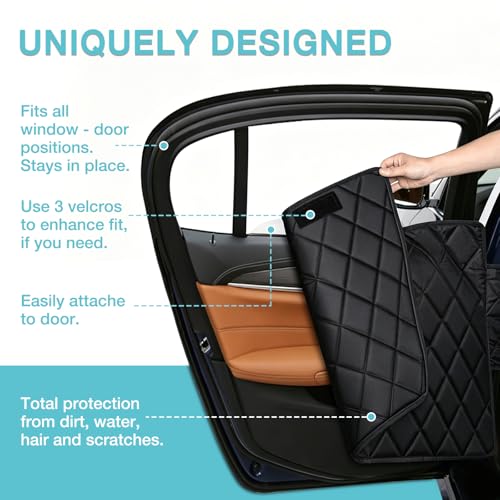 Waterproof XL Hard Bottom Car Seat Cover for Trucks with 2 Dog Seat Belts (Hard Bottom Black / Truck)