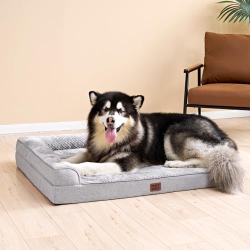 Memory Foam Dog Bed (Grey / 48.0"L x 35.0"W x 7.5"Th)