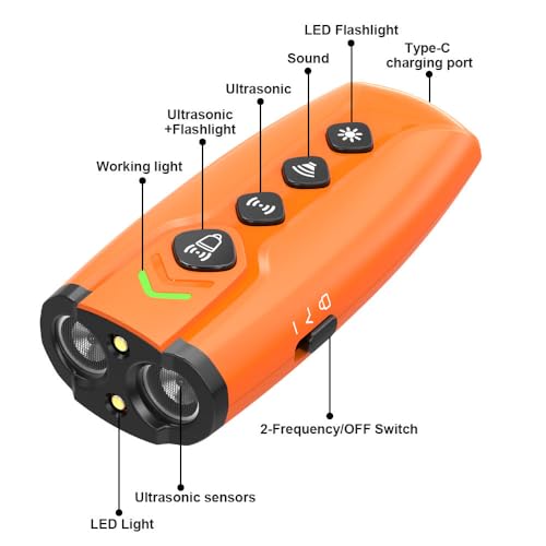 Dog Bark Deterrent Device 50FT Range Anti Barking Device for Dogs (Orange)