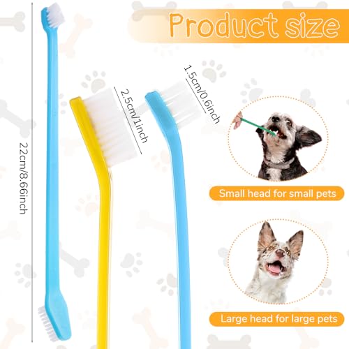 200 Pcs Dog Toothbrush Dual Headed Dental Brushes Bulk Dog Tooth Brushing Kit Long Handle Soft Bristles Pet Tooth Brush for Large and Small Dogs