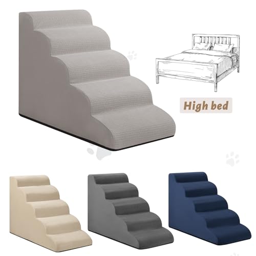 Dog Stairs for High Bed (Light Grey / Standard 5-Step 22.2"H)
