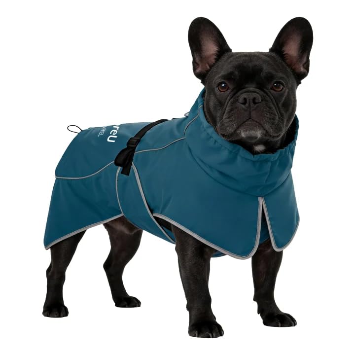 Dog Raincoat Adjustable Dog Rain Jacket Poncho with Leash Hole (Blue / M:33-44 lbs)