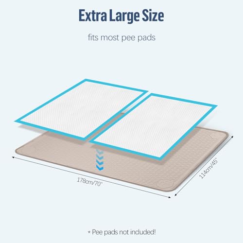 Pee Pad Holder for Dogs 70''x45'' Silicone Puppy Pee Pad Tray (Khaki)