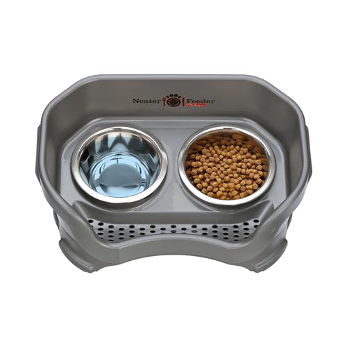 Neater Feeder Deluxe Mess Proof Cat Bowls Elevated (Cat with Standard Bowl / Gunmetal Grey)