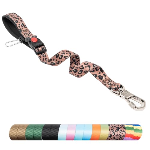 Dog Training Leash with Sturdy Metal Buckle (Size 2 - Length Adjustable 16"-20" / Leopard Print)