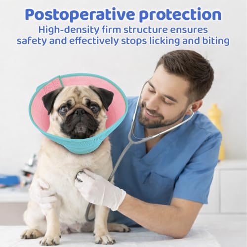 Soft Dog Cone Collar to Stop Licking After Surgery (Pink Blue / XL)