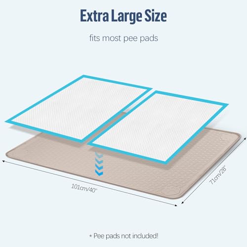 Pee Pad Holder for Dogs 40''x28'' Silicone Puppy Pee Pad Tray (Khaki)
