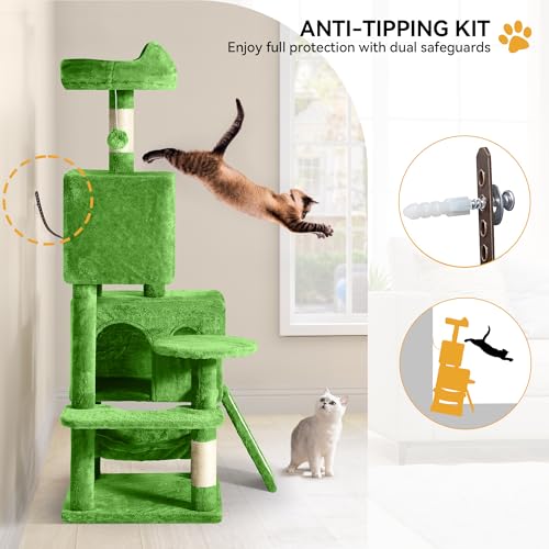 54in Cat Tree Tower Condo (Green / 54 inch)