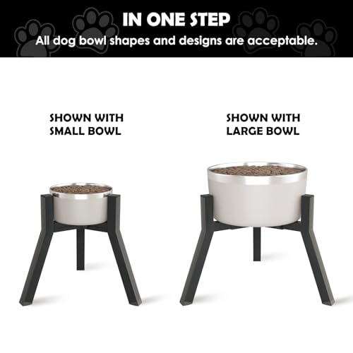 Raised Dog Bowl Stand for Large Dogs 11" Height Adjustable Width 7 (Black-FM / Height: 11", Width: 7-10.6")