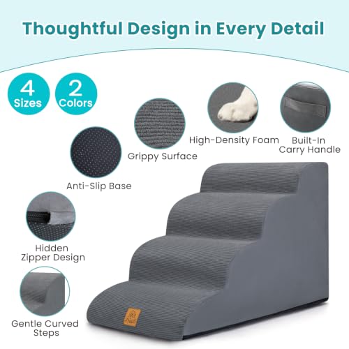 Dog Steps for Bed (Gray / 4-Step (H17.7))
