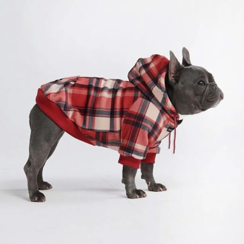 Dog Hoodie Buttery (Red Plaid / Large)