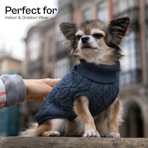 Dog Sweaters Pull Over (L / Cable Knit Navy)