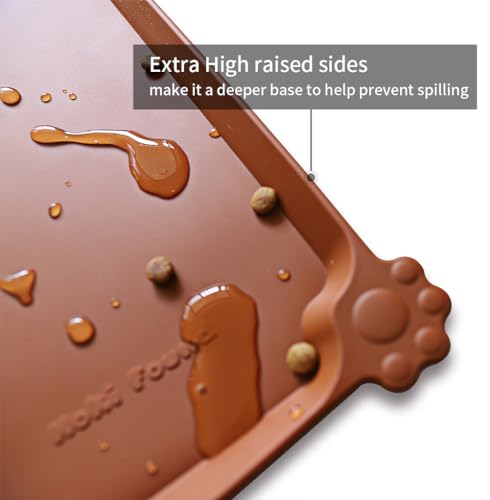 X Large Silicone Pet Food Mats (28" x 20" / Caramel)