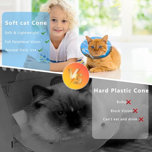 Cat Cone Collar Soft (Waterproof Blue / Medium)