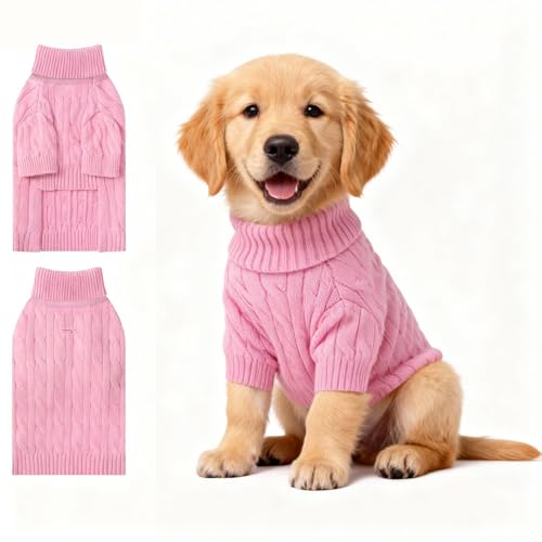 Small Dog Thermal Pullover Sweater (Pink(Order One Size Up) / XX-Large)