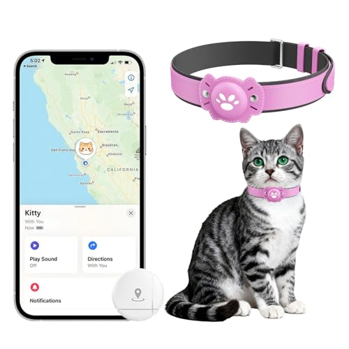 2-in-1 GPS Tracker for Cats: Smart Pet Collar with Real-Time Tracking,No Monthly Fee/Subscription (iOS & Android) Waterproof, Anti-Lost,365-Day Long Battery Life GPS Tracker Cat Collar (Pink) (Pink)