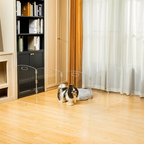 Modern Frame Clear Acrylic Freestanding Pet Gate (24" Height-6 Panel)