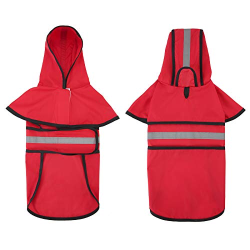 Dog Raincoat with Hood & Leash Hole S (Small / Red)