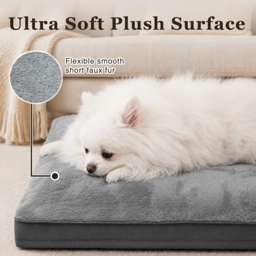 Waterproof Small Dog Bed for Crate with Washable Cover (23.0"L x 17.0"W x 3.0"Th / Grey)