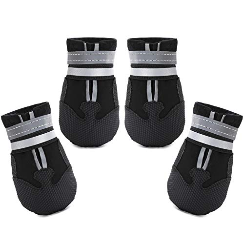 Water Resistant Dog Boots for Medium Large Dogs (Black(Waterproof) / M (Insole Width 2.2")for 30~44lb)