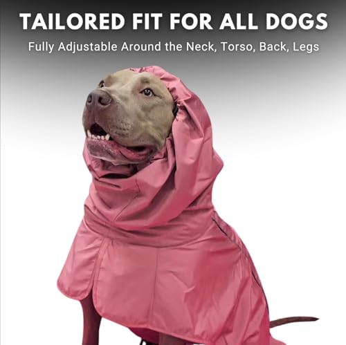 Dog Raincoat Waterproof Windproof Rain Jacket (Sea Pink / X-Large)