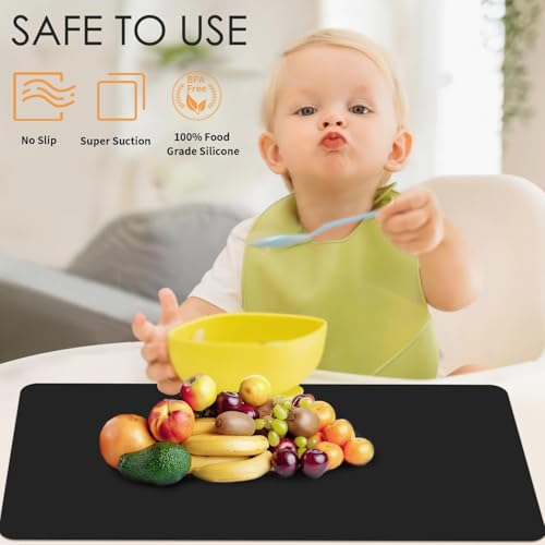 Large Silicone Mats for Kitchen Counter (06-Black / 27.6"L x 16"W)