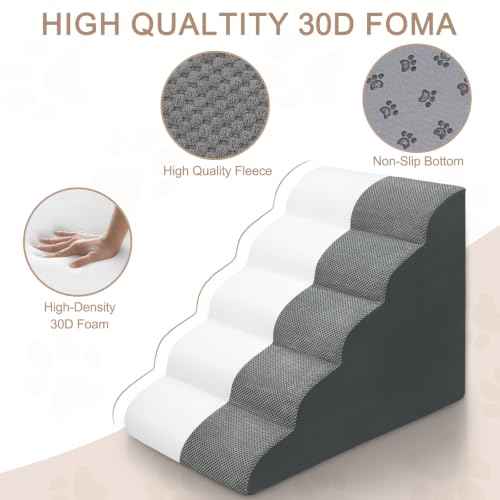 Extra Wide Dog Stairs for Large Dogs 20" W (5 Steps 25“H)
