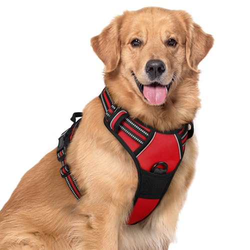 Dog Harness No Pull for Large Dogs with 2 Leash Clips (X-Large / Red)