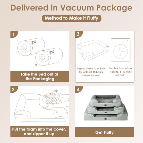 Orthopedic Dog Beds Large Sized Dog (Greyish Green / 36.0"l X 27.0"w X 6.5"th)