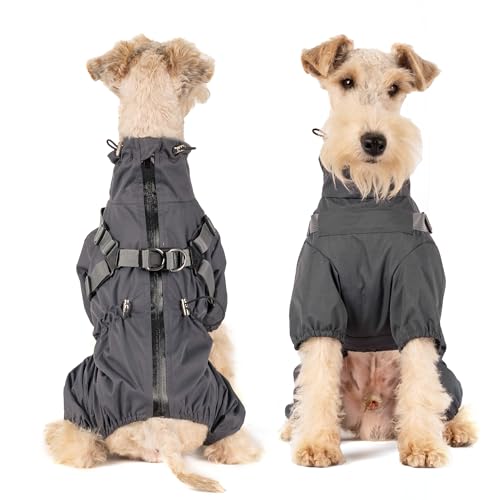 Waterproof Dog Raincoat (M Back Length 14.6" / Dark Gray)