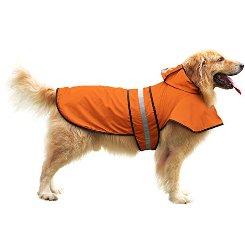 Dog Raincoat with Hood & Leash Hole S (X-Large / Safety Orange)