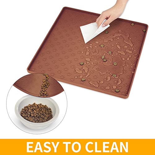 Pet Placemat for Dog and Cat (11.8"L x 11.8"W / Brown)