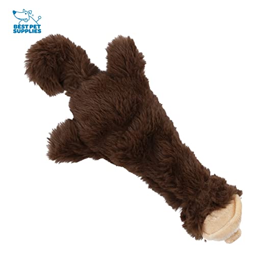 2-in-1 Stuffless Squeaky Dog Toy - Monkey, Small (Dark Brwon/Monkey / Small)