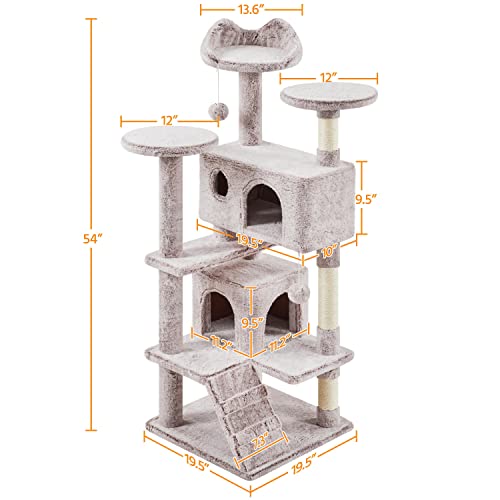 54in Cat Tree Tower (Brown/White / 54in)